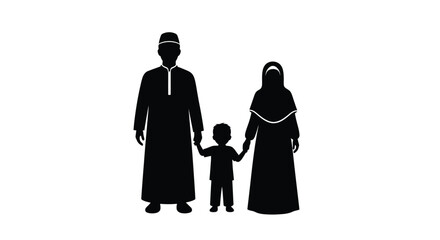 Muslim family holding hands a striking black silhouette © Taylor