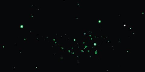 A view of a distant star cluster captured in space, showing a concentration of green-hued stars.