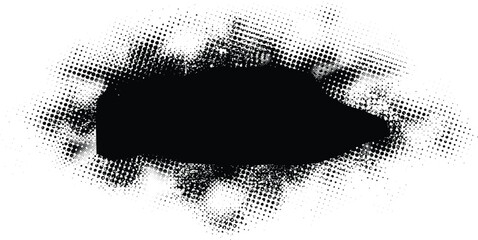 Glitch distorted grange shape . Noise grungy logo . Trendy defect error shapes with copy space.Grunge textured . Distressed effect .Vector shapes with a halftone dots screen print texture.