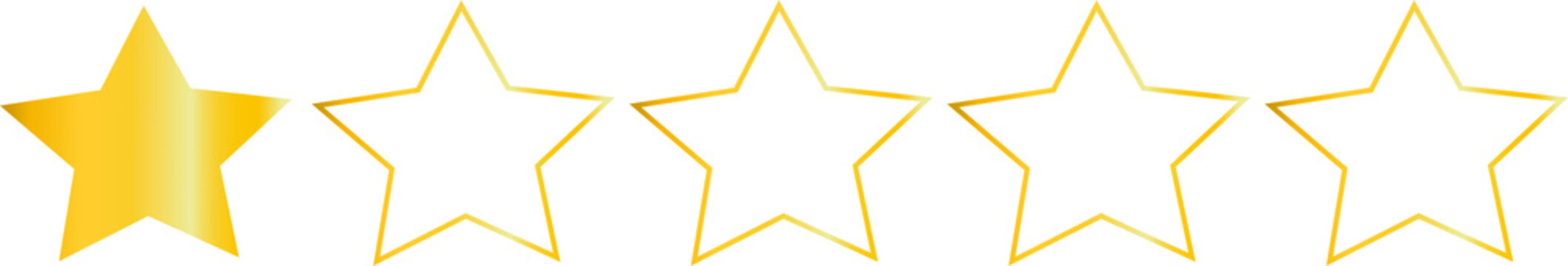 valuation une &eacute;toile dor&eacute;e isol&eacute;e sur fond transparent &ndash; concept d&rsquo;avis n&eacute;gatif et d&rsquo;insatisfaction