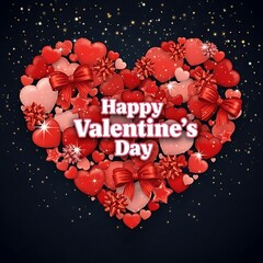 Celebrating love with a vibrant heart made of red roses and valentine's day sparkles