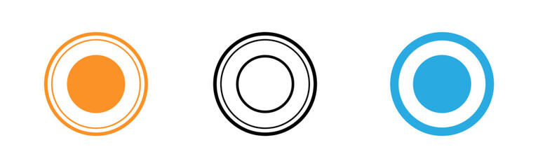 Three colored circle icons with double outlines