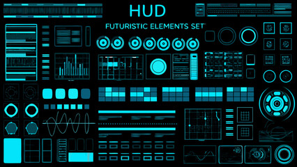 Fototapeta premium Futuristic user interface elements arranged on a dark background