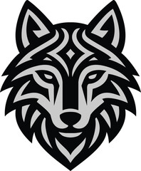 Vector wolf head in Celtic style.