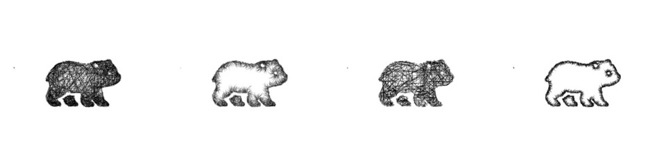 Sketch polar bear cub icon design set © David Zydd