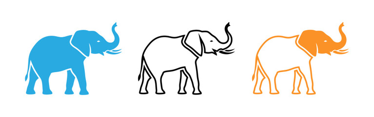 Obraz premium Three colorful elephant silhouettes