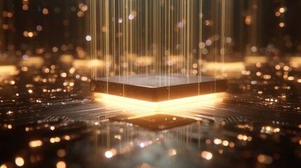 Futuristic technology glowing computer processor chip