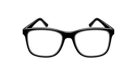 Black framed eyeglasses isolated on white background.