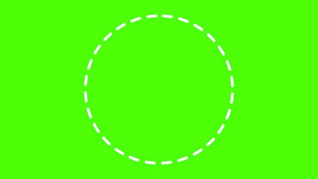 4K Animated Dashed Line Circle Border on Green Screen for Video Editing