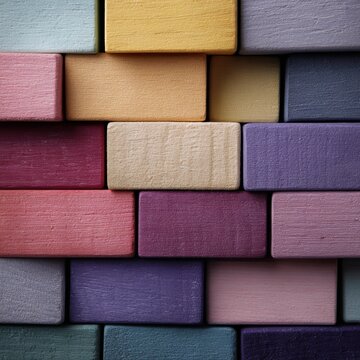 Stacked multi-colored wooden blocks, growth and diversity abstract background