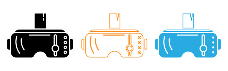 Virtual reality headsets in different colors