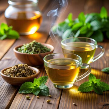 Digestive herbal teas with fennel, boldo, and mint.