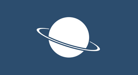 Simple White Planet with Ring Icon. © shafa