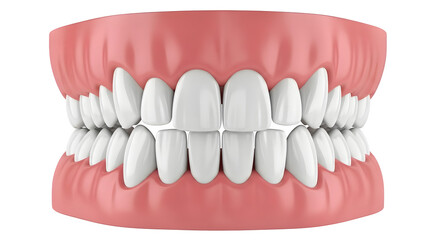 Obraz premium Dental model showing perfect teeth alignment, isolated on white or transparent background. PNG
