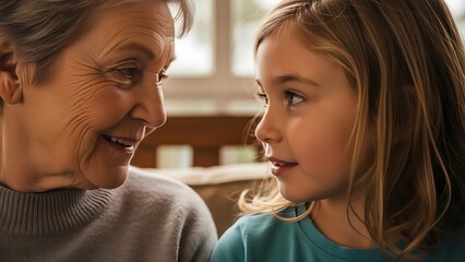 Elderly Man and Young Girl Bonding.