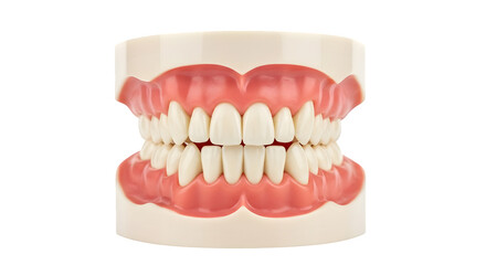 Obraz premium Dental model showing perfect teeth alignment, isolated on white or transparent background. PNG