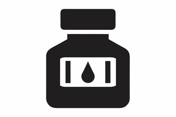 Obraz premium Black and White Ink Bottle Icon Vector Illustration