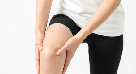 膝の痛みで膝を押さえる 膝関節症 膝関節炎