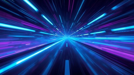 Obraz premium Futuristic night highway with vibrant light trails