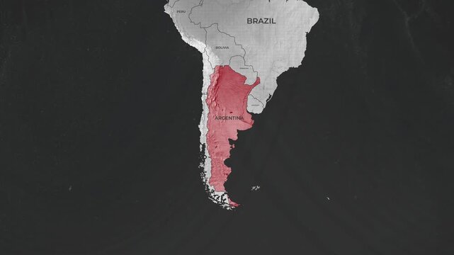 geographical map of argentina highlighting its territorial boundaries and surrounding regions in south america visually