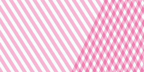 Pink stripes on white background. Striped diagonal pattern Vector illustration of Seamless.