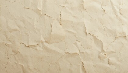 Crumpled beige paper texture with cracks and creases