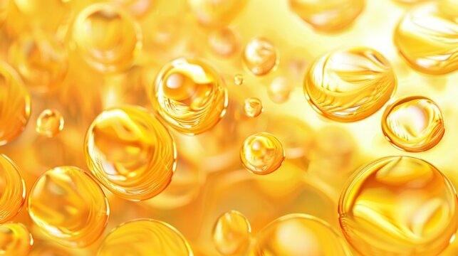 A close up of yellow bubbles with a yellow background. The bubbles are small and round, and they are scattered throughout the image. Scene is playful and lighthearted