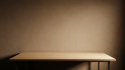 Empty Wooden Table in Dim Room.