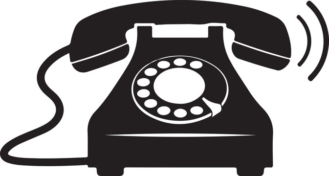 Vintage rotary telephone with receiver off hook isolated on transparent background illustration