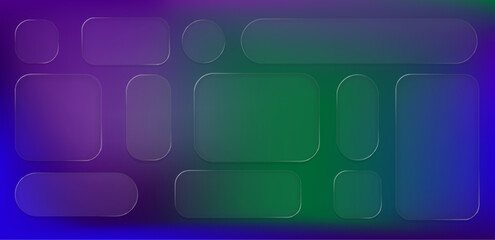 A set of liquid glass morphism elements. Geometric frosted glass shapes for creative design. User interface design.
