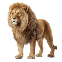 Obraz premium Majestic lion standing tall isolated on transparent background, a symbol of strength