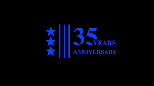 35th Anniversary Celebration. Happy 35 Years Anniversary Animation in Gold Color on the Transparent Background, Alpha Channel. Great for greetings, celebrations, events, 