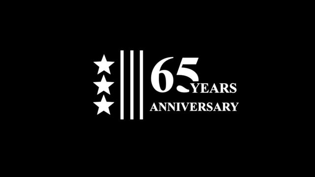 65 Years Anniversary Celebration Video Background with star and particles. Celebration Symbol against Dark Backdrop Rendering for Anniversary Events 