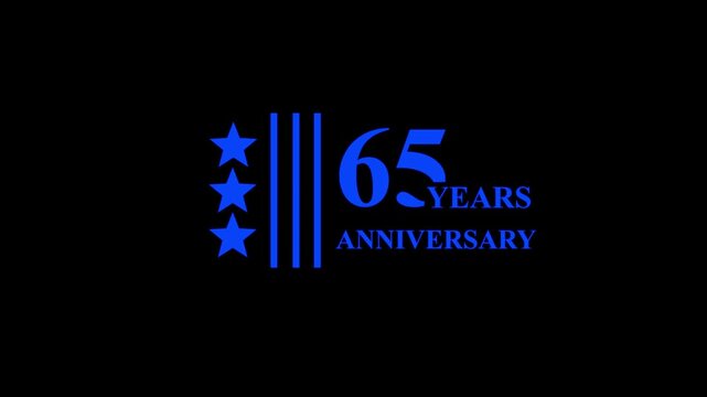 65 Years Anniversary Celebration Video Background with star and particles. Celebration Symbol against Dark Backdrop Rendering for Anniversary Events 
