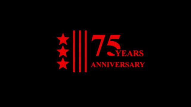 75 years anniversary concept, birthday, celebration, floating golden balloons and star. Memories 75 Years of Joy and Love 4k video  