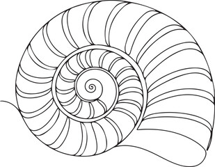 Obraz premium Continuous Line Drawing of Spiral Snail Shell Vector Illustration