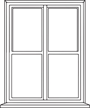 Line Art Window Frame Icon Vector Illustration on White Background