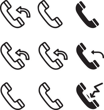 Illustrations of different types of phone calls and their statuses isolated on white background, illustration