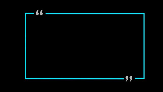 rectangle animation with quotation mark on transparent background. rectangle with quotation motion animation. smooth rectangle video with alpha channel in 4k.