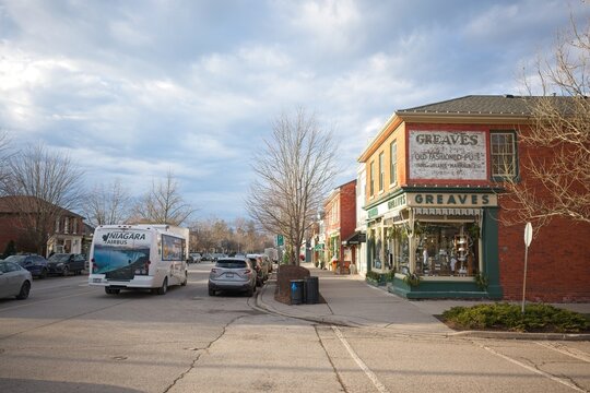 Niagara-on-the-Lake Canada - 18 December 2025 - Queen St in  Niagara on the Lake is the charming, historic heart of the Old Town, famous for its boutique shops, restaurants, and hotels