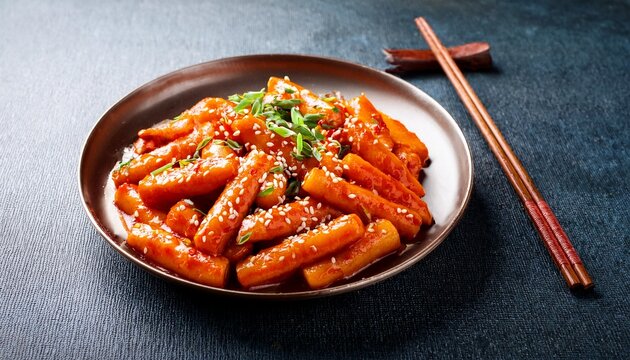 Spicy Orange Red Korean Dish Likely Tteokbokki