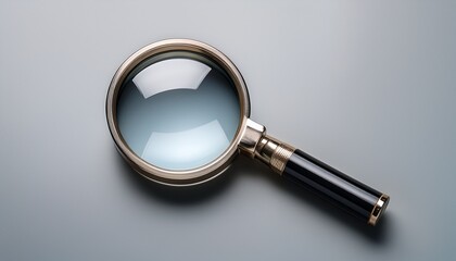Magnifying Glass On Isolated Background Close Up Inspection Tool Sleek Optical Lens Design