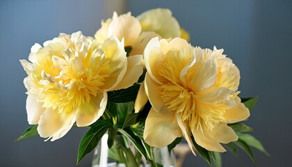 Light Yellow Peonies In A Vase