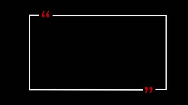 rectangle animation with quotation mark on transparent background. rectangle with quotation motion animation. smooth rectangle video with alpha channel in 4k.