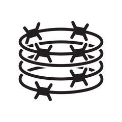 Barbed wire coil icon, symbol of restriction and security