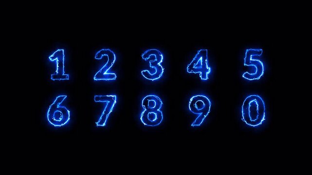 counting animation from 0 to 9 on transparent background, number counting animation vedio with alpha channel in 4k ,Typography for Kids, Numeric Digits 1&ndash;10 Animation in 4K. 