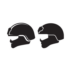 Two tactical helmets side-by-side, military head protection icons