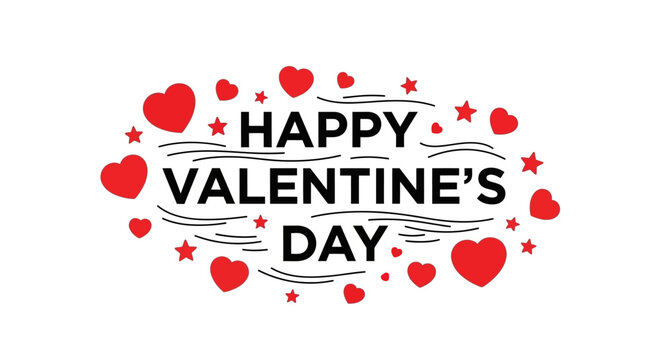 Happy Valentine's Day celebration with hearts and stars