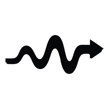 A black squiggly arrow pointing to the right symbolizing progress and movement isolated on white background, Vector