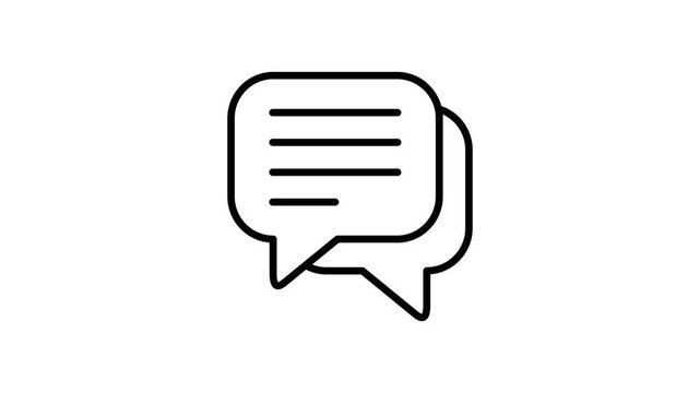 Chat speech bubble icon animation video for communication, message, conversation, talk, dialogue, discussion, speak, opinion, advice, feedback, comment on cyberspace or social media